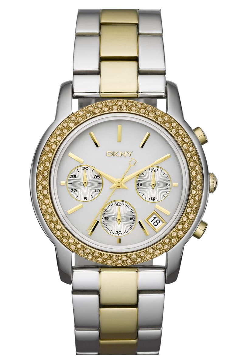 DKNY 'Street Smart' Round 2-Tone Bracelet Watch | Nordstrom