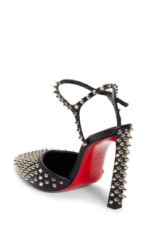 Shop Christian Louboutin Condora Riviera Spikes Pointed Toe Pump In Black/lin Black