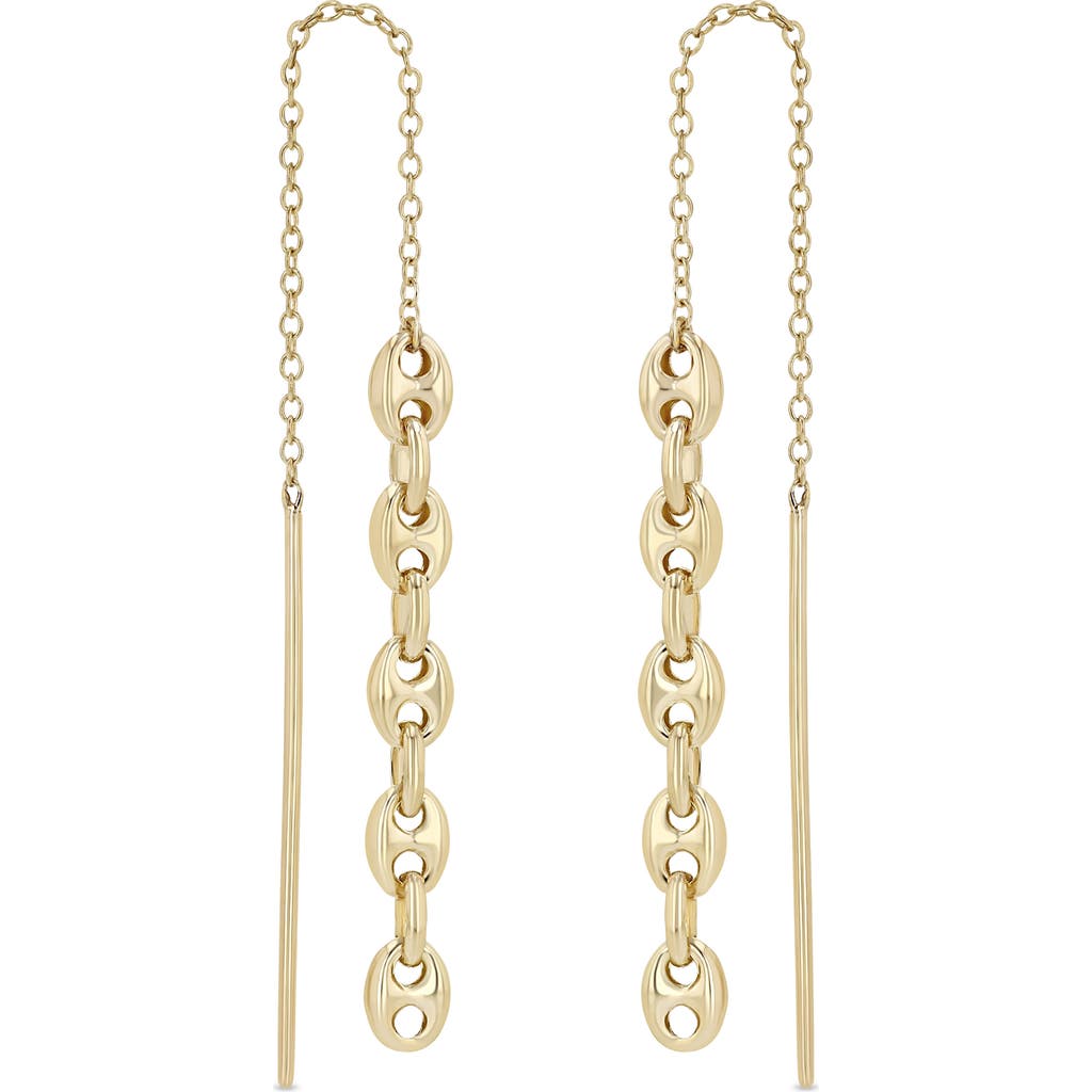 Zoë Chicco Puffed Mariner Threader Earrings In 14k Yellow Gold