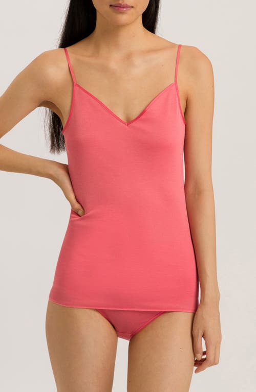 Hanro Seamless V-neck Cotton Camisole In Pink