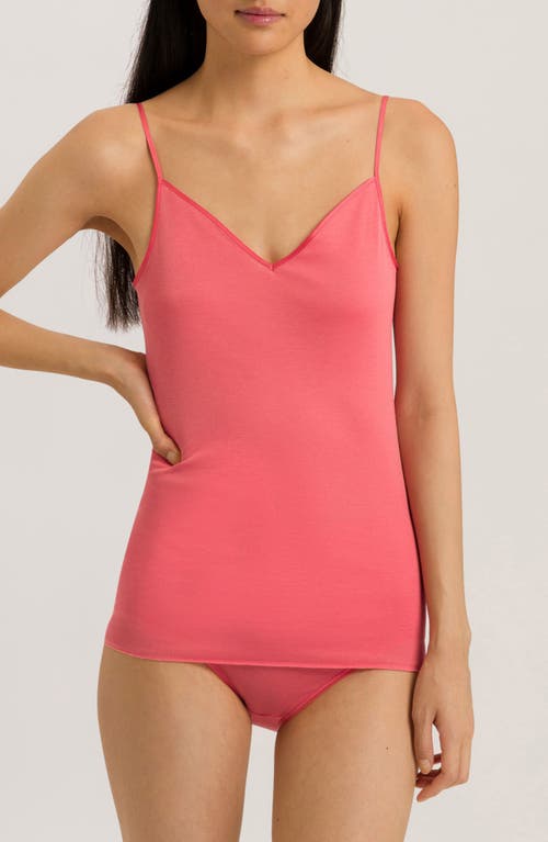 Shop Hanro Seamless V-neck Cotton Camisole In Porcelain Rose