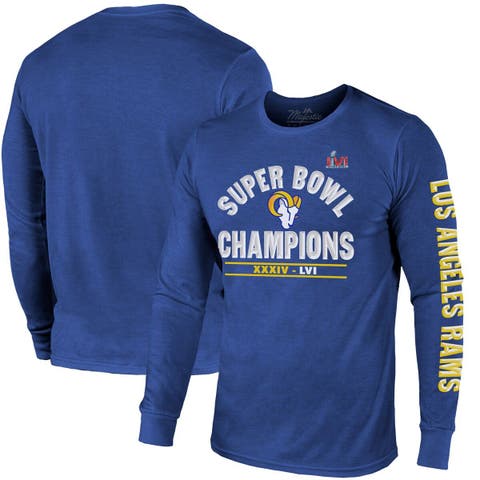 : Men's Majestic Threads Royal Los Angeles Rams Super Bowl LVI  Champions Tri-Blend Long Sleeve T-Shirt : Sports & Outdoors