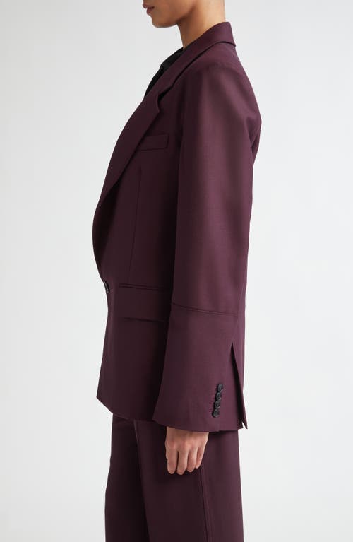 Shop Victoria Beckham Sleeve Detail Gabardine Blazer In Deep Mahogany