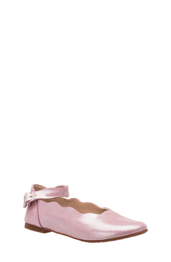 Elephantito Girl's Ondia Metallic Leather Ballerina Flats, Baby/toddler/kids In Blush