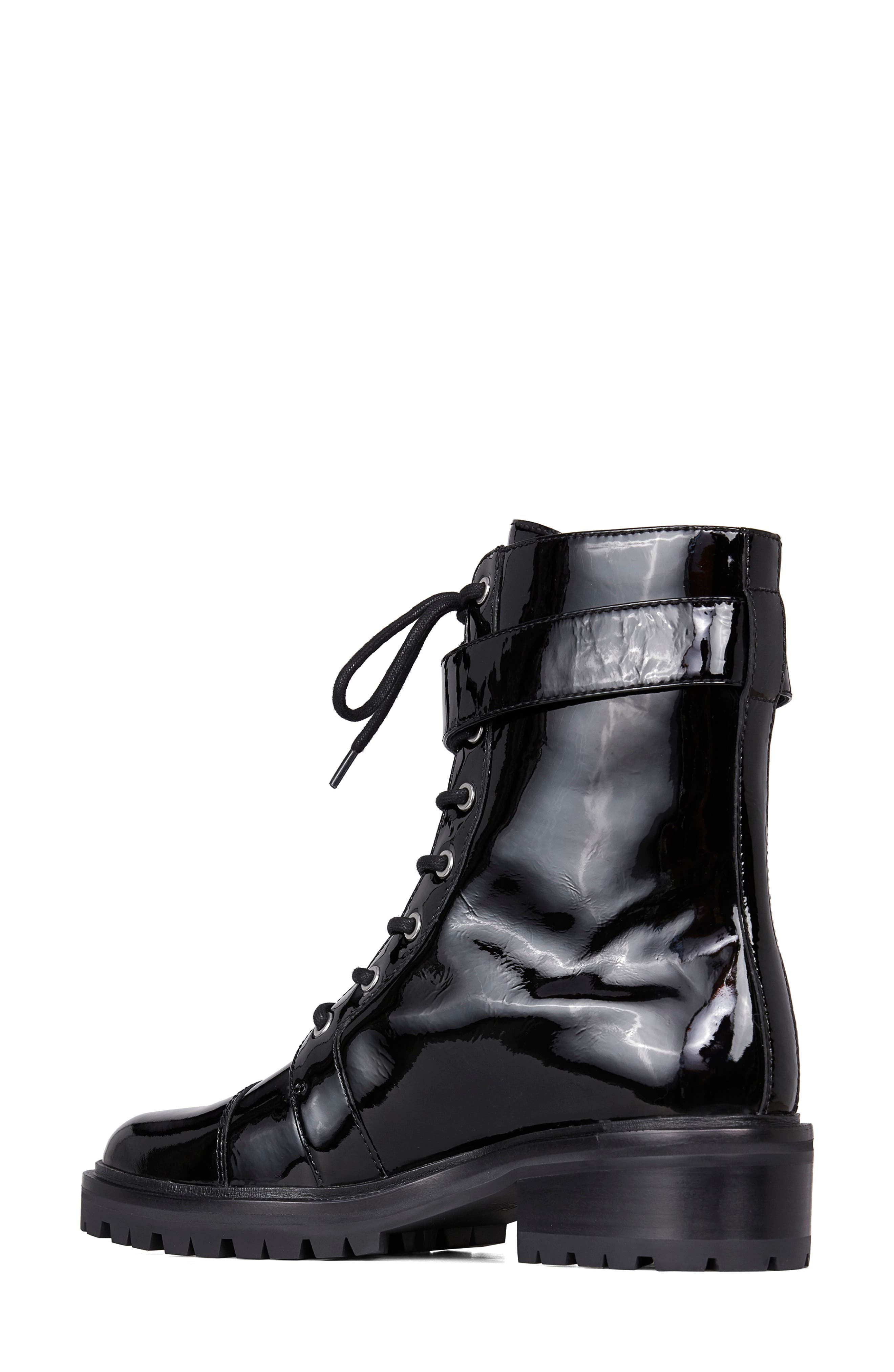 shiny black combat boots