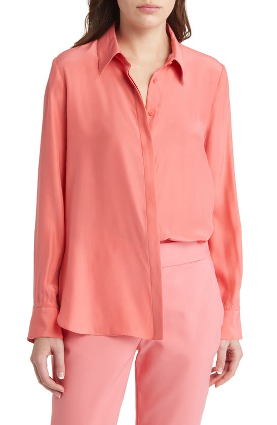 Argent Silk Charmeuse Blouse In Watermelon