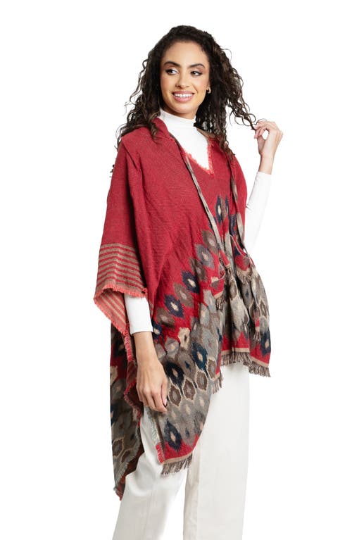 Saachi Hooded Poncho In Red