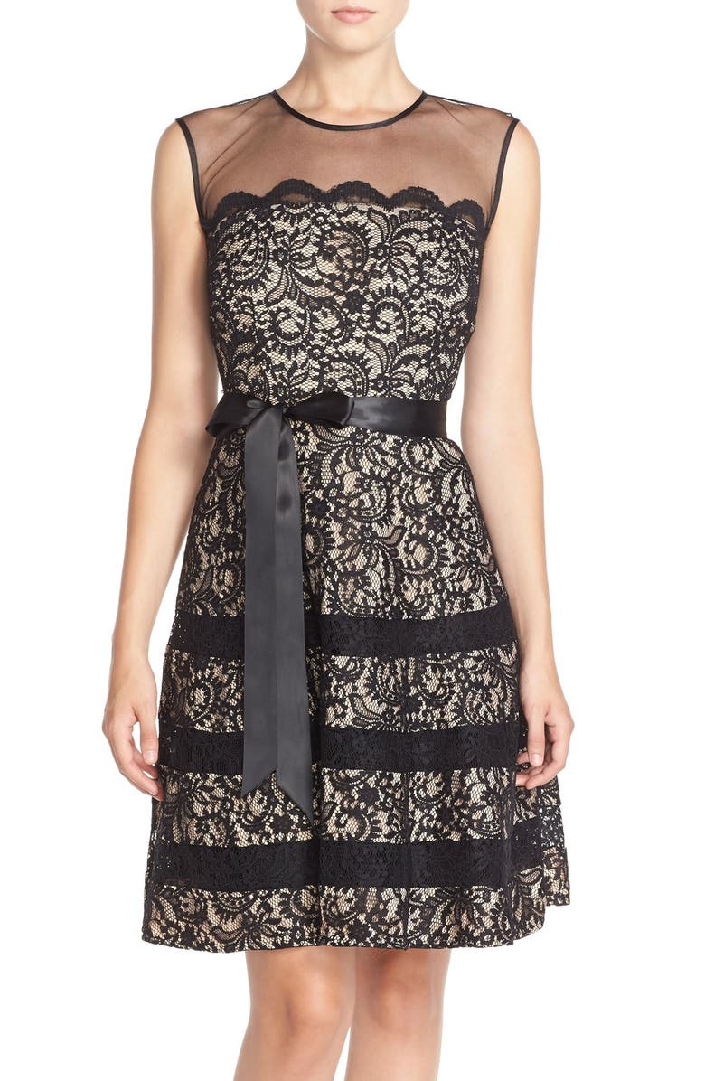 Betsy & Adam Illusion Yoke Lace Fit & Flare Dress | Nordstrom