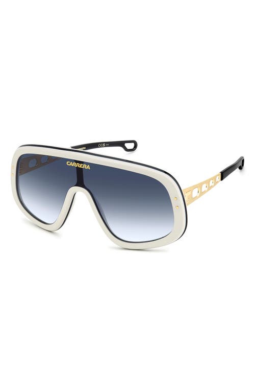 Carrera Eyewear 99mm Flaglab 17 99mm Shield Sunglasses In White Gold/dk Blue Sf