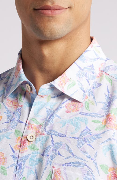 TOMMY BAHAMA TOMMY BAHAMA COCONUT POINT MARLIN MANIA FLORAL ISLANDZONE® SHORT SLEEVE PERFORMANCE BUTTON-UP SHIRT 