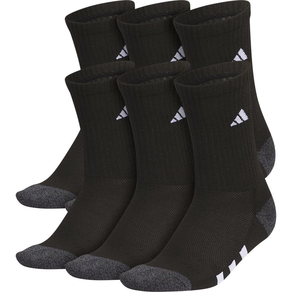 Adidas Originals Adidas Kids' Athletic Cushioned Crew Socks In Black/onix Grey/white
