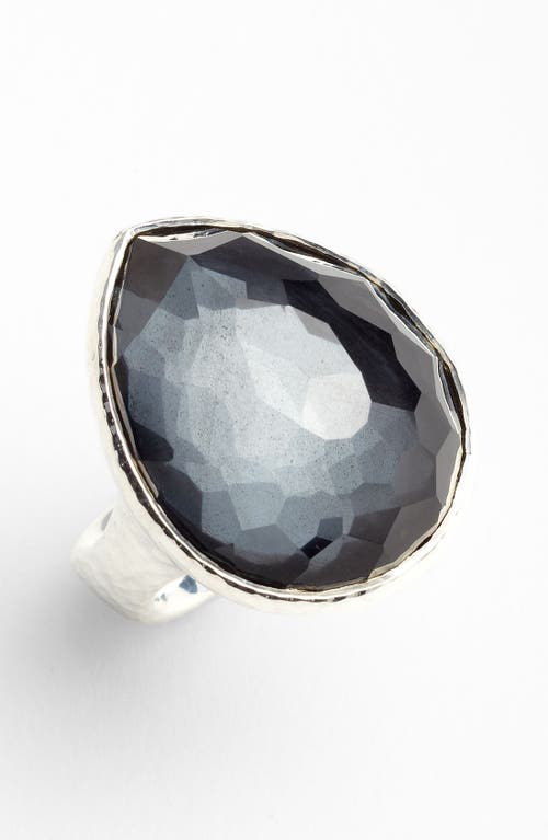 Ippolita Wonderland Rainbow Large Teardrop Ring in Silver/Hematite 