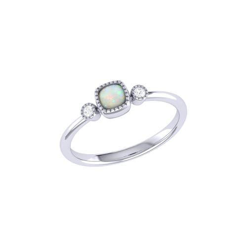 Shop Luvmyjewelry Cushion Cut Opal & Diamond Birthstone Ring In White Gold