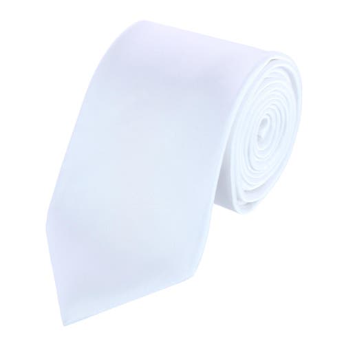 Trafalgar Sutton Solid Color Silk Necktie And Pocket Square Combo In White