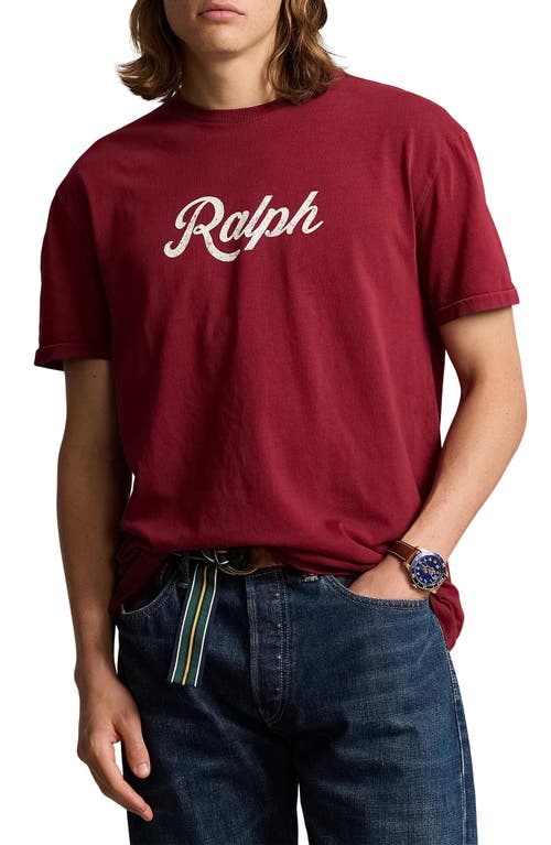 Shop Polo Ralph Lauren Uneven Logo Graphic T-shirt In Red Carpet