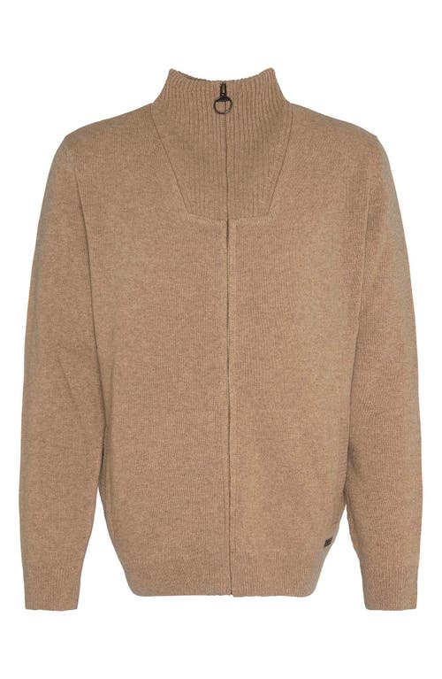 Shop Barbour Wool Zip Cardigan In Stone