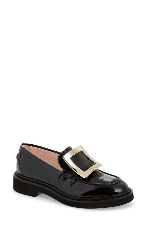 Shop Roger Vivier Viv Rangers Buckle Leather Loafer In Black/gold