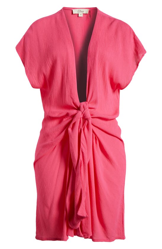 Shop Elan Tie Front Cover-up Wrap Dress In Hot Pink