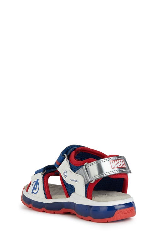 Geox X Marvel Kids' Android Light-up Sandal In Blue/red