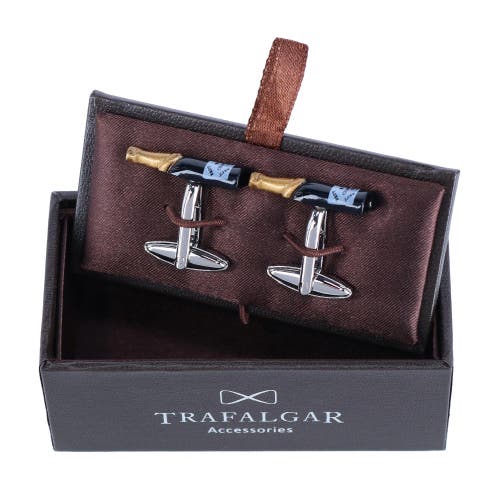 Trafalgar Celebrate Champagne Bottle Novelty Cufflinks In Green