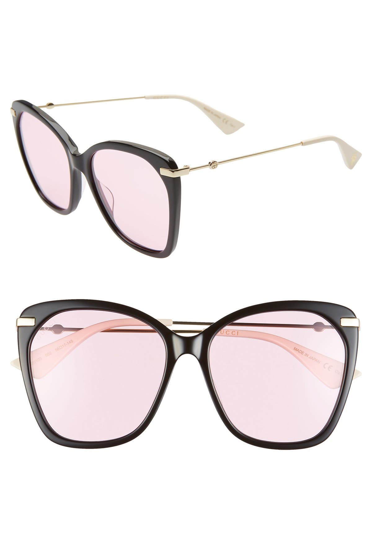 Gucci 56mm Butterfly Sunglasses In Black