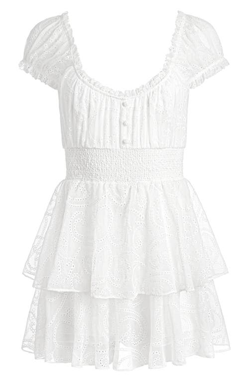 Alice And Olivia Alice + Olivia Gracie Ruffle Chiffon Eyelet Romper In Off White