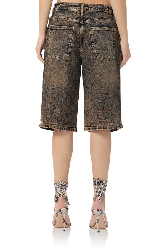 Shop Afrm Low Rise Denim Bermuda Shorts In Praline Od Wash