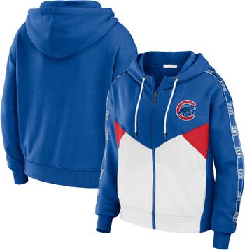 Women's WEAR by Erin Andrews Royal/White Chicago Cubs Color Block Full-Zip  Hoodie