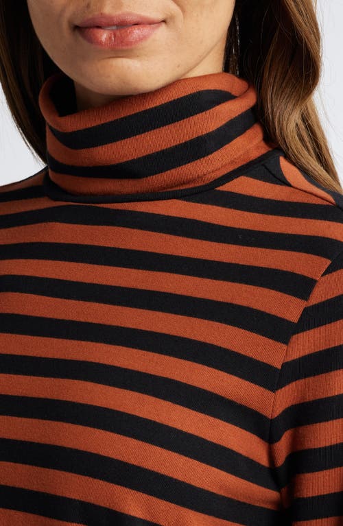 Shop Caslonr Caslon(r) Long Sleeve Turtleneck Top In Black- Rust G Charm Stripe