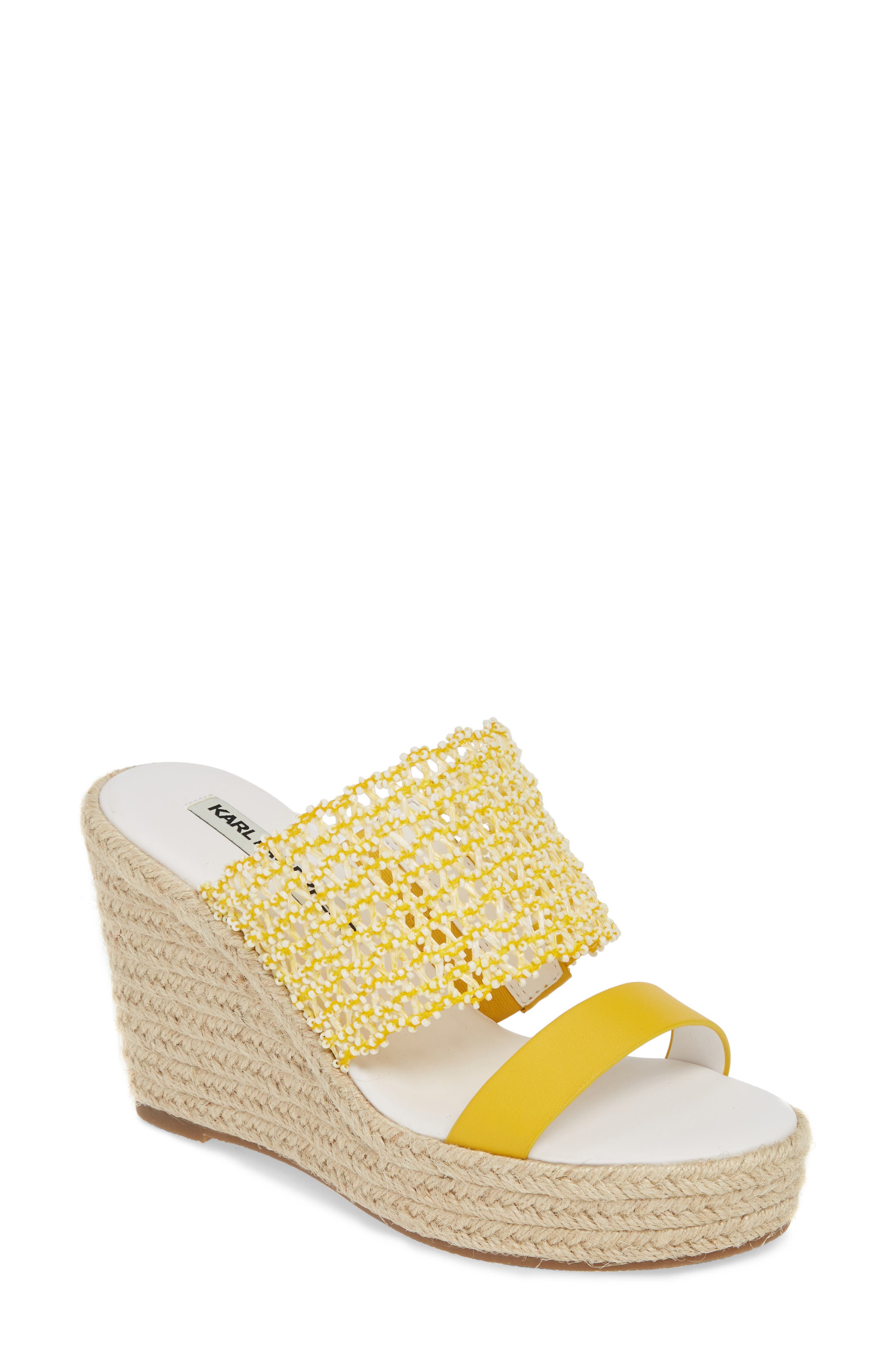 Karl Lagerfeld Paris Celie Espadrille Wedge Slide Sandal, Yellow