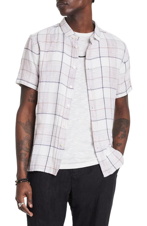 Sean Plaid Short Sleeve Button-Up Shirt in White Multi