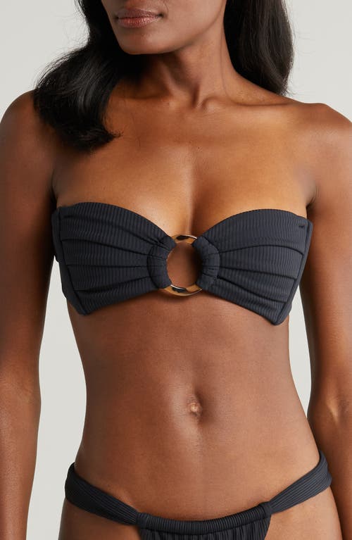 Tori O-Ring Rib Bikini Top in Black Rib