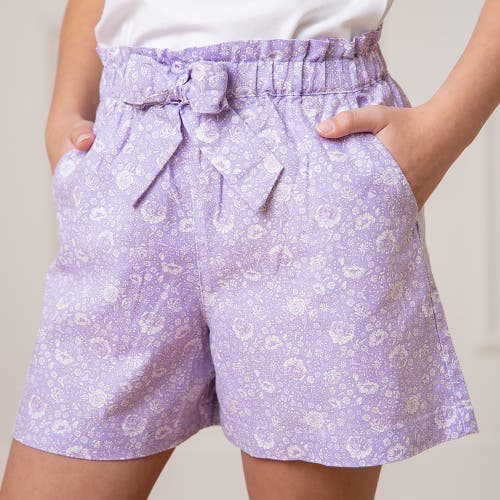 Shop Hope & Henry Girls' Pull-on Cinched Waist Linen Short, Toddler In Lavender Fields Floral