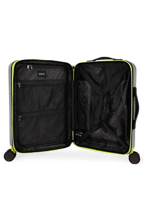 Hurley Suki 21" Hardshell Spinner Suitcase In Light Grey/neon