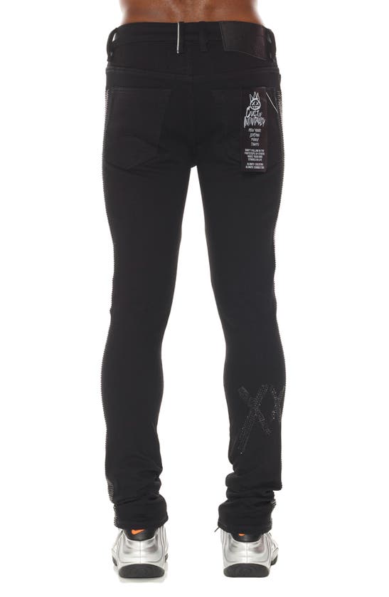 Cult Of Individuality Punk Crystal Embellished Stretch Super Skinny Jeans In Crystal