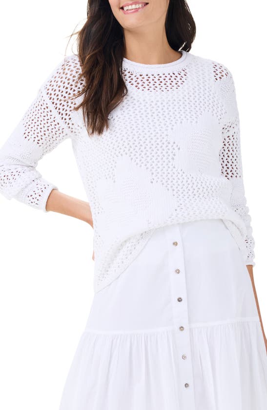Shop Nic + Zoe Nic+zoe Bloom Open Stitch Sweater In Paper White