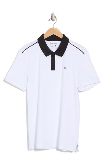 Calvin Klein Perforated Logo Piqué Polo In White
