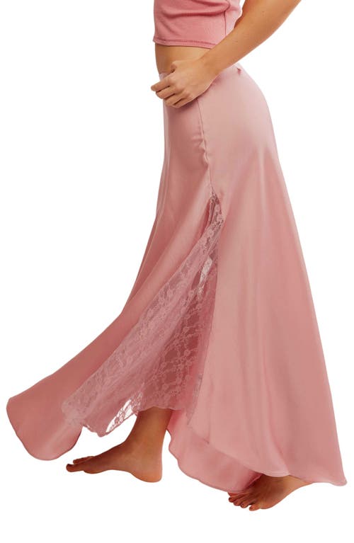 Shop Free People Make You Mine Lace Inset Satin Maxi Slip Skirt In Pale Mauve