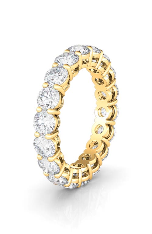 HauteCarat Round Cut 3.75CT Lab-Created Diamond 18K Gold Eternity Band Ring in Yellow Gold