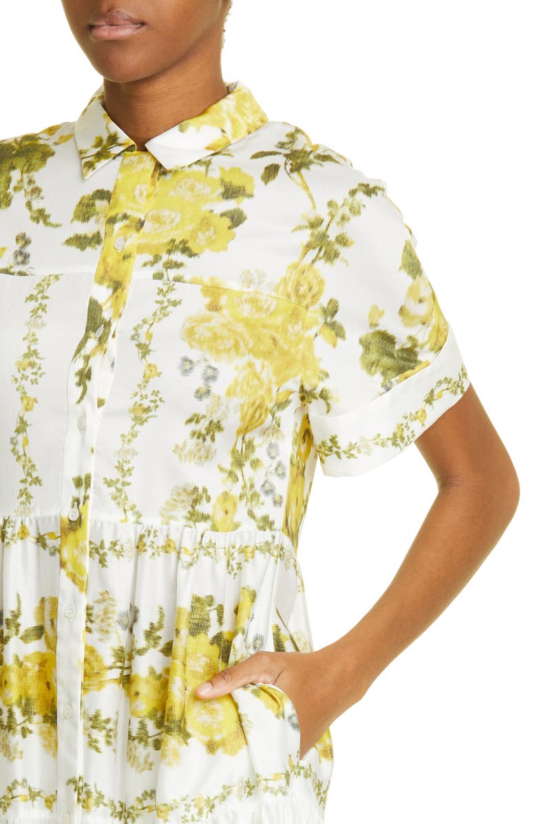 Erdem Helena Floral Print Tiered Cotton Poplin Dress | Nordstrom