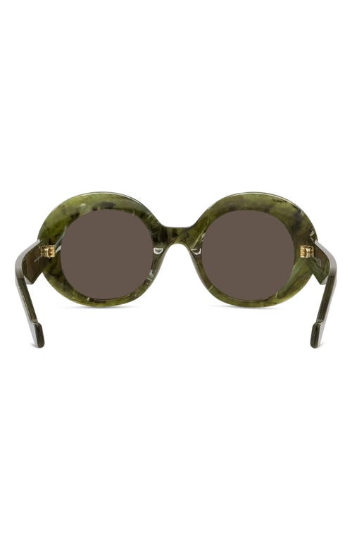 Loewe Anagram 50mm Oval Sunglasses In Shiny Dark Green/brown
