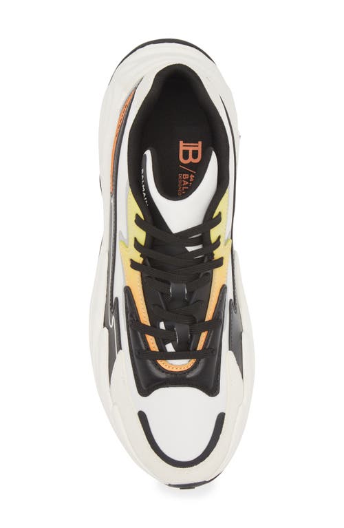 Shop Balmain Run-row Sneaker In White/yellow Multi