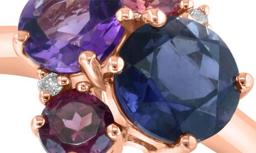 Effy 14k Gold Diamond & Amethyst Cluster Ring In Rose Gold/multi