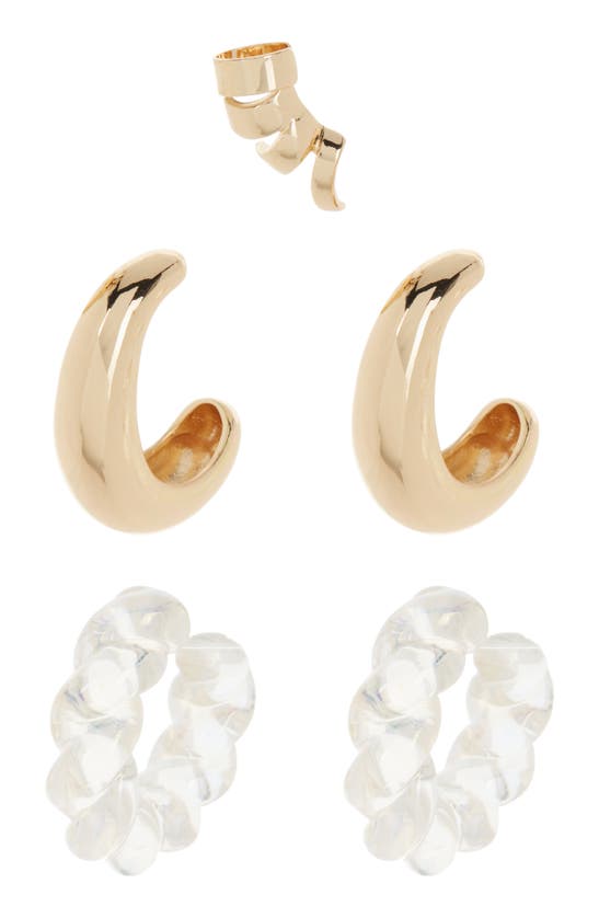 Melrose And Market Goldtone Assorted 3-piece Hoop & Cuff Earring Set