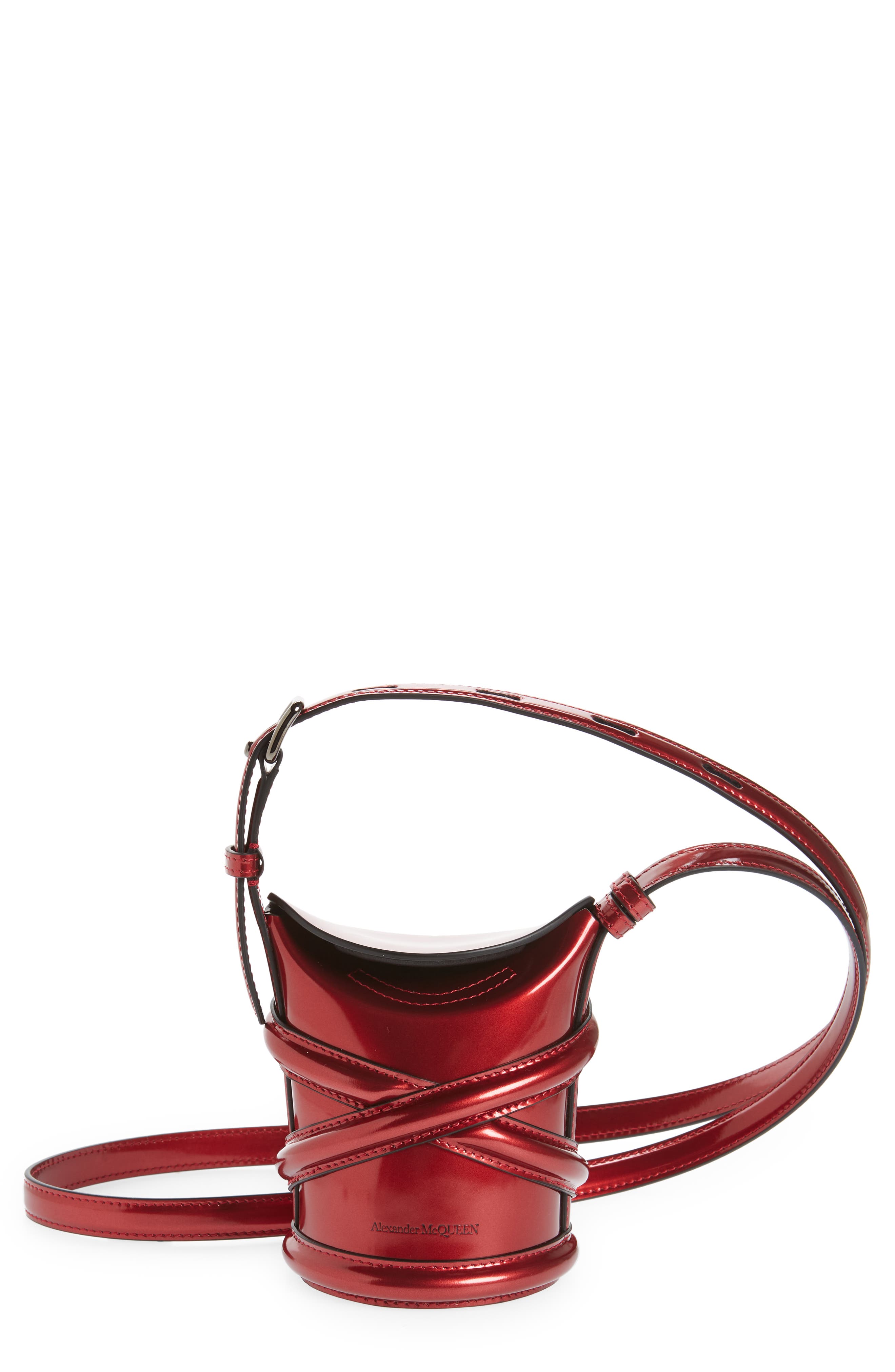 Alexander McQueen Micro The Curve Leather Crossbody Bag in 6501 Red at Nordstrom