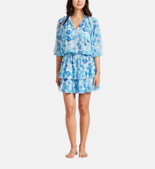 Vilebrequin Tahiti Flowers Ruffles Mini Dress In Blanc