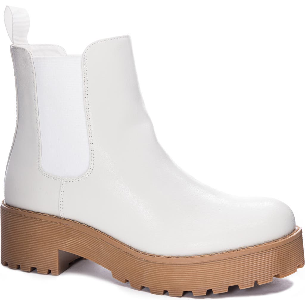 Dirty Laundry Maps Chelsea Boot In White/white Faux Leather