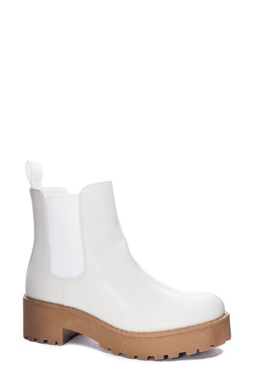 Maps Chelsea Boot in White/White Faux Leather