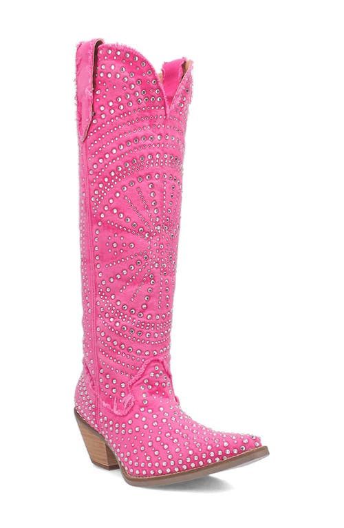 Shop Dingo Honkeytonk Honey Knee High Denim Boot In Pink