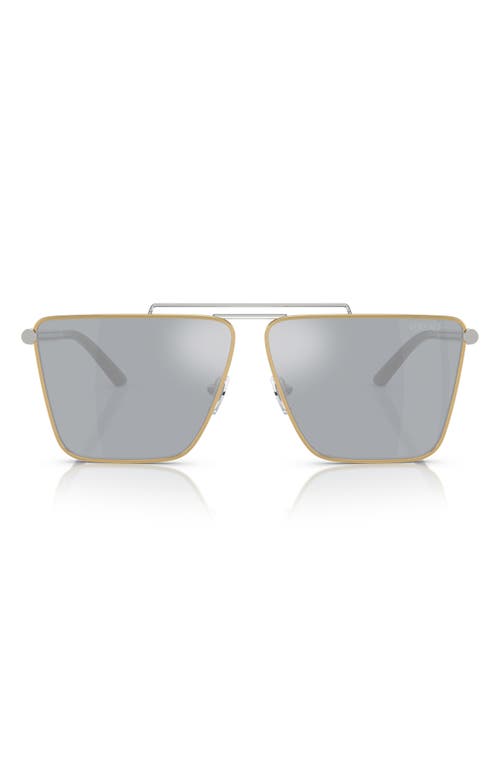 Versace 64mm Mirrored Oversize Pillow Sunglasses in Blue Mirror at Nordstrom